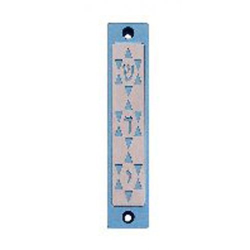 Mezuzah Case with Three Stars of David in Light Colors, 4 Inches Height - Agayof