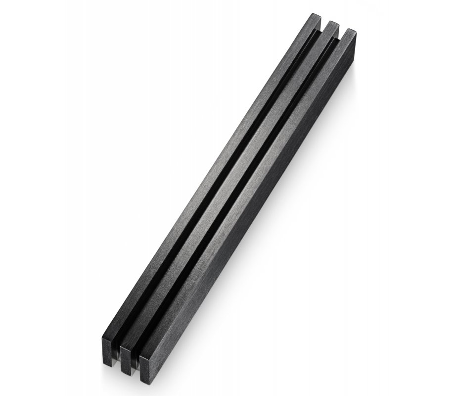 Mezuzah Case with Vertical Channels Forming a Shin Letter, Black - Adi Sidler