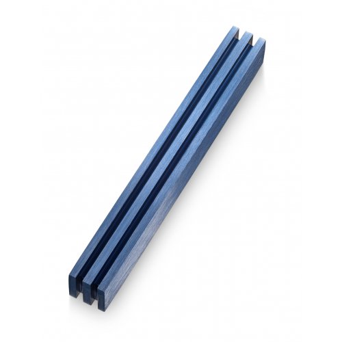 Mezuzah Case with Vertical Channels Forming a Shin Letter, Blue - Adi Sidler