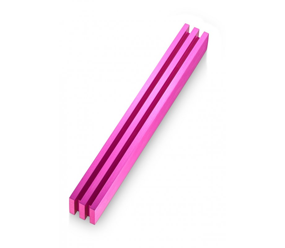 Mezuzah Case with Vertical Channels Forming a Shin Letter, Deep Pink - Adi Sidler