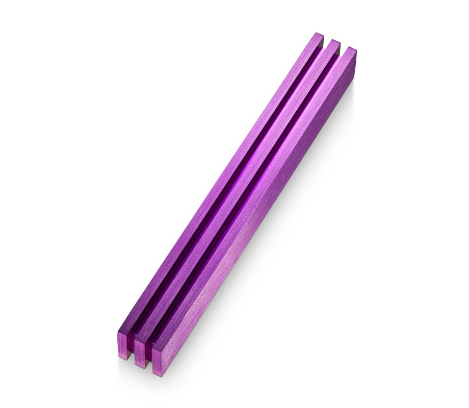 Mezuzah Case with Vertical Channels Forming a Shin Letter, Purple - Adi Sidler