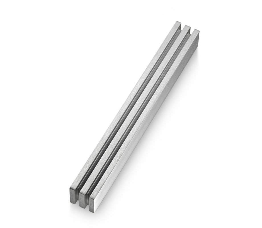 Mezuzah Case with Vertical Channels Forming a Shin Letter, Silver - Adi Sidler