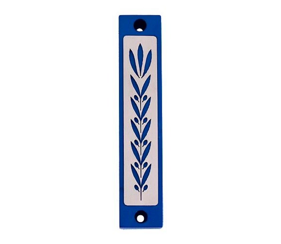 Mezuzah Case with Wheat Image in Dark Colors at 4 Inches - Agayof
