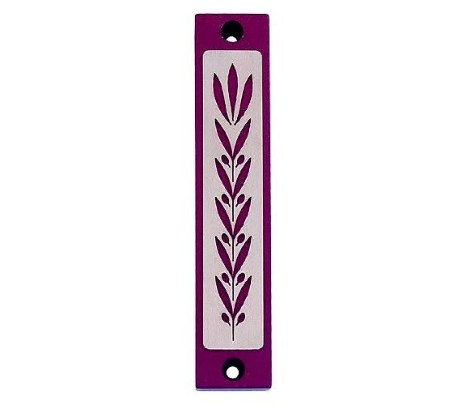 Mezuzah Case with Wheat Image in Dark Colors at 4 Inches - Agayof