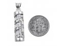 Mezuzah Necklace Pendant Spiral Hebrew Shema Yisrael in Sterling Silver