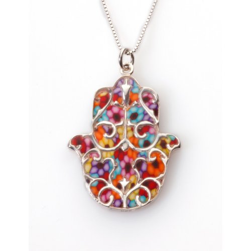 Millefiori Hamsa Necklace By Adina Plastalina