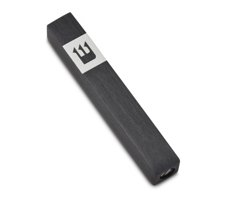 Mini Mezuzah Case with Shin Crown Design, Black - Adi Sidler
