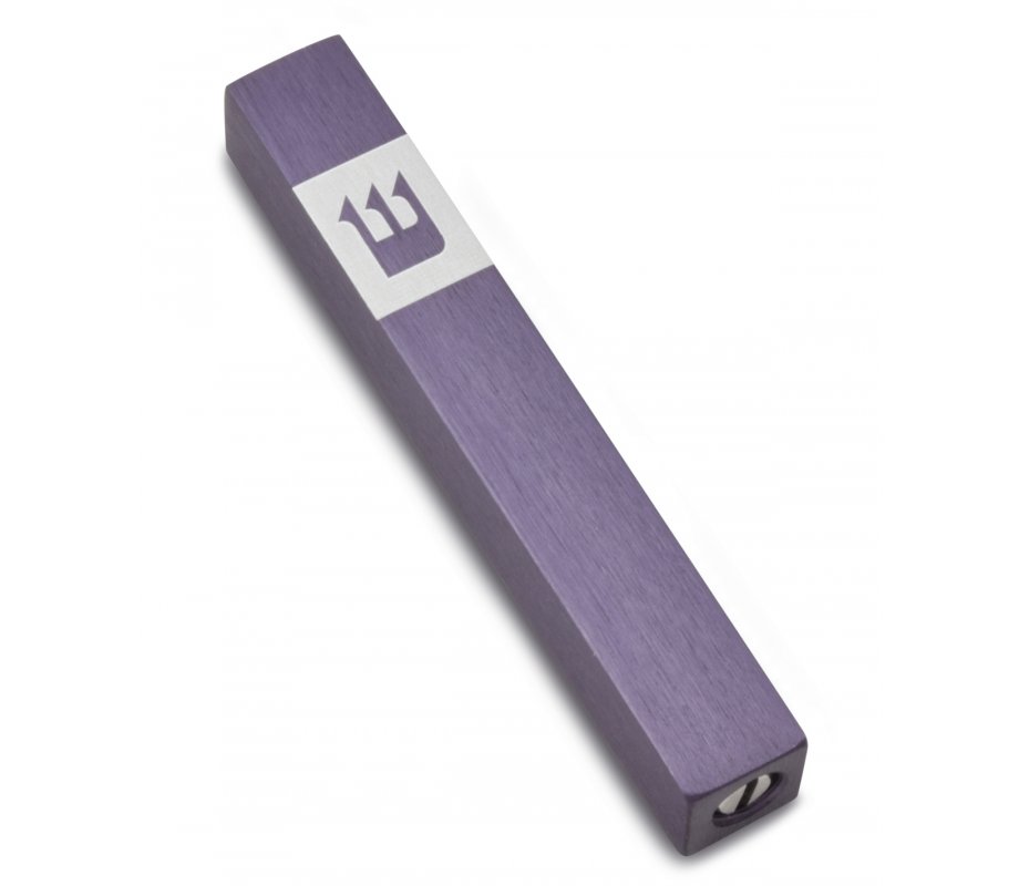 Mini Mezuzah Case with Shin Crown Design, Gray - Adi Sidler