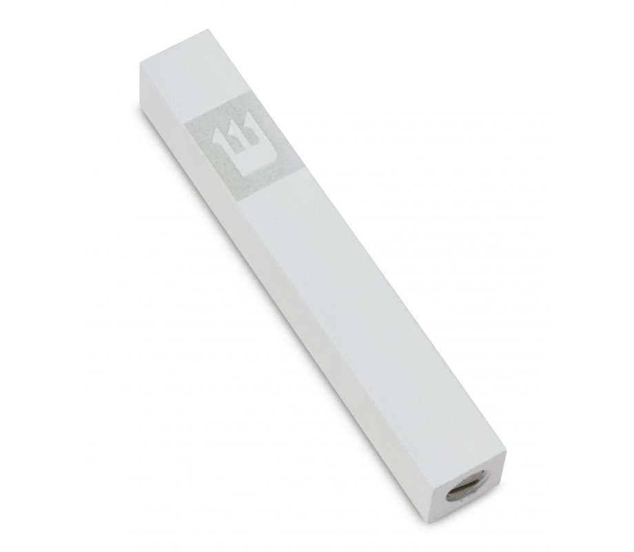 Mini Mezuzah Case with Shin Crown Design, White - Adi Sidler