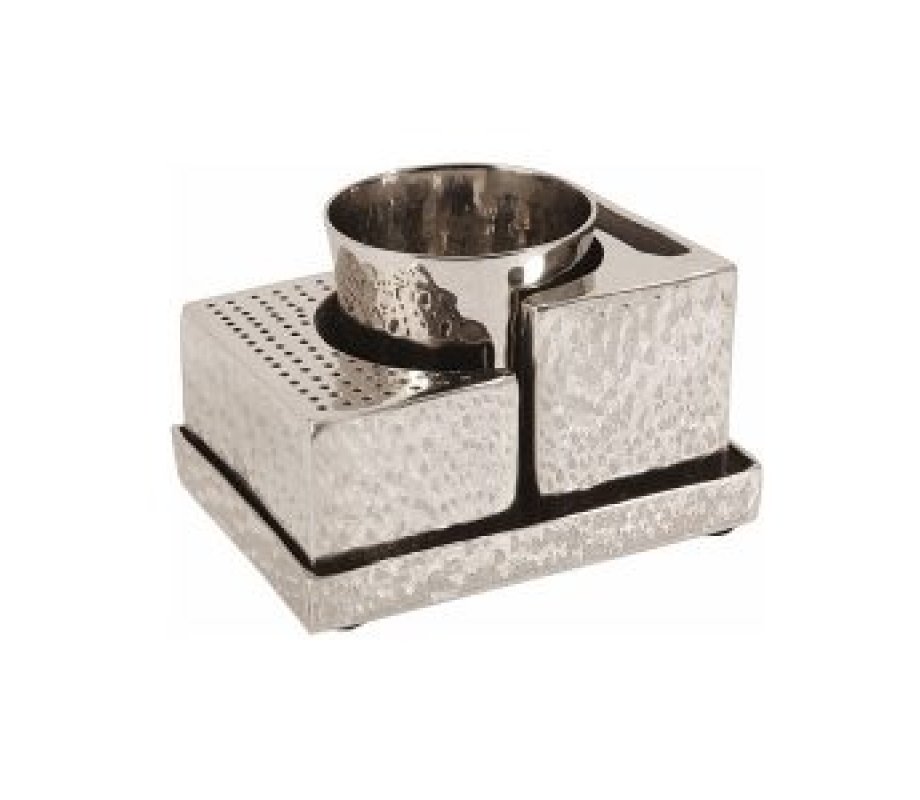 Modular Take-Apart 4 Piece Havdalah Set, Hammered Silver Nickel - Yair Emanuel