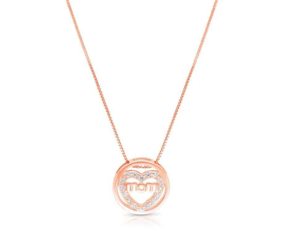 Mom Pendant on .925 Sterling Silver Necklace - Option: Silver or Rose Gold Plate
