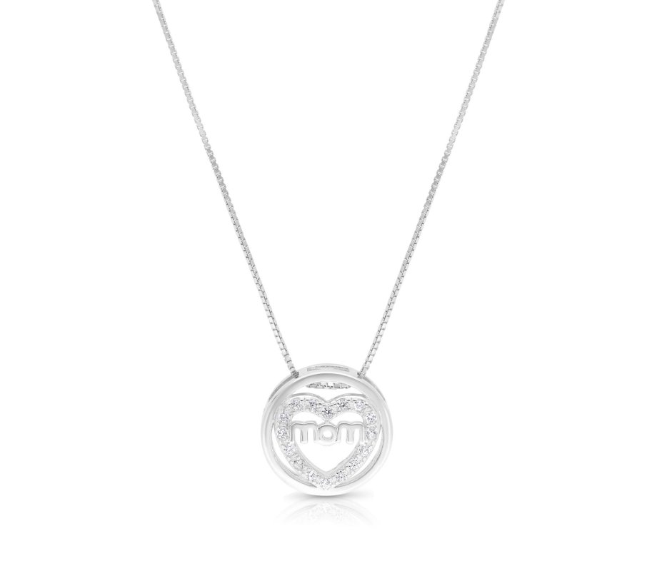 Mom Pendant on .925 Sterling Silver Necklace - Option: Silver or Rose Gold Plate