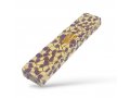 Mosaic Design Wood Mezuzah Case, Purple and Yellow with a Gold Shin Letter