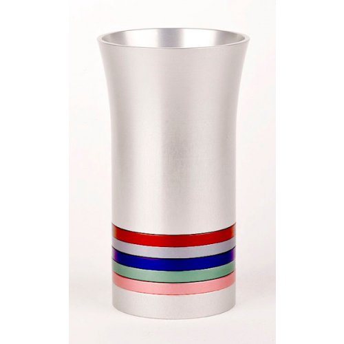 Multi Colored Stripes Anodized Aluminium Kiddush Cup by Agayof