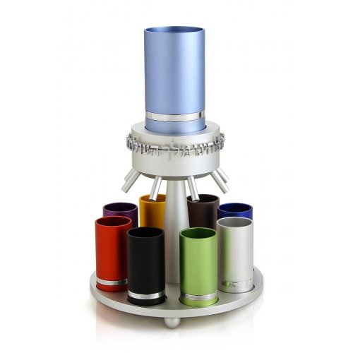 Multi-color Anodized Aluminum Wine Fountain Silver Line by Dabbah Judaica