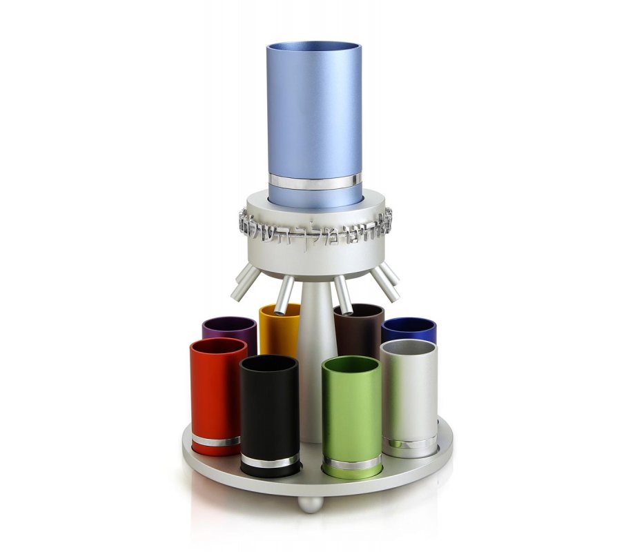 Multi-color Anodized Aluminum Wine Fountain Silver Line by Dabbah Judaica