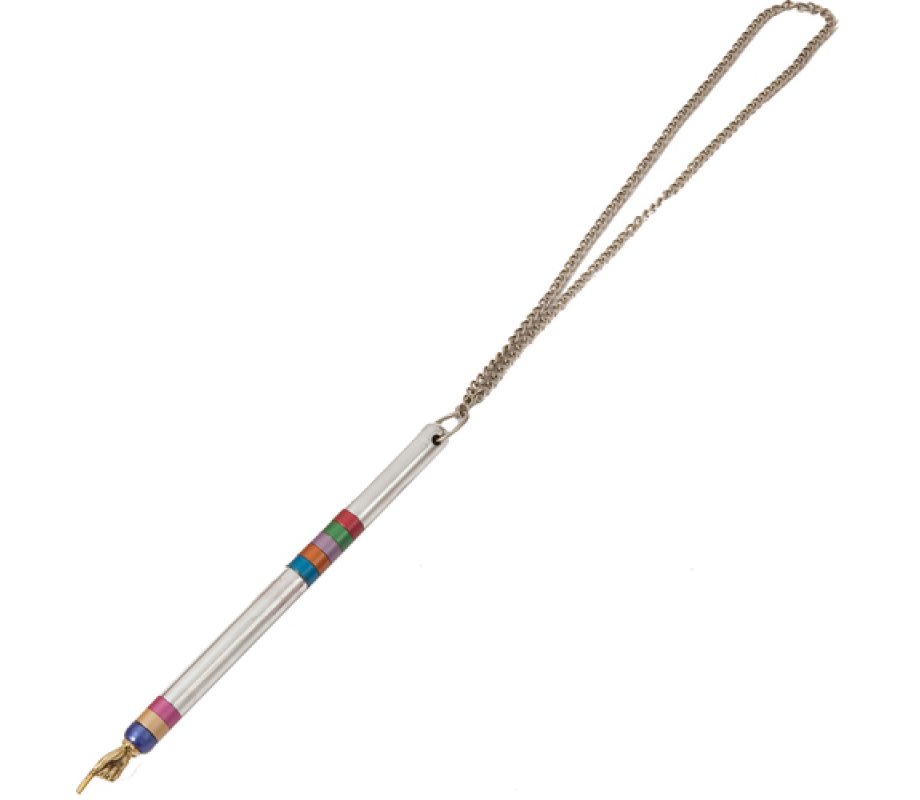 Multicolor Bands on Silver Aluminum Torah Pointer Yad - Yair Emanuel