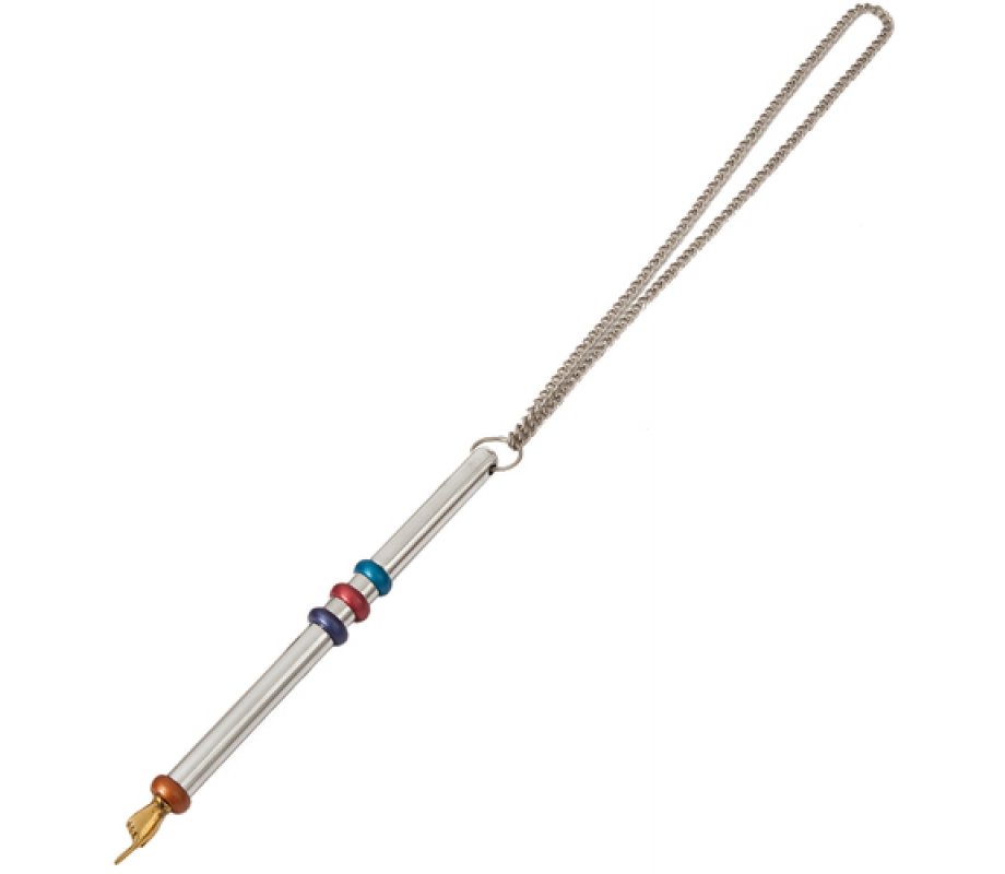 Multicolor Rings on Anodized Aluminum Silver Torah Pointer Yad - Yair Emanuel