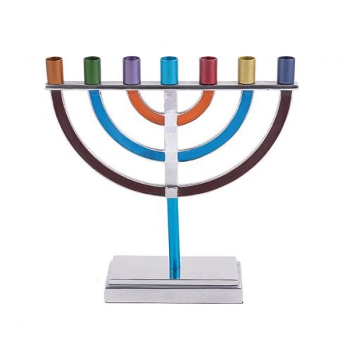 Multicolor Seven Branch Menorah with Classic Design - Yair Emanuel