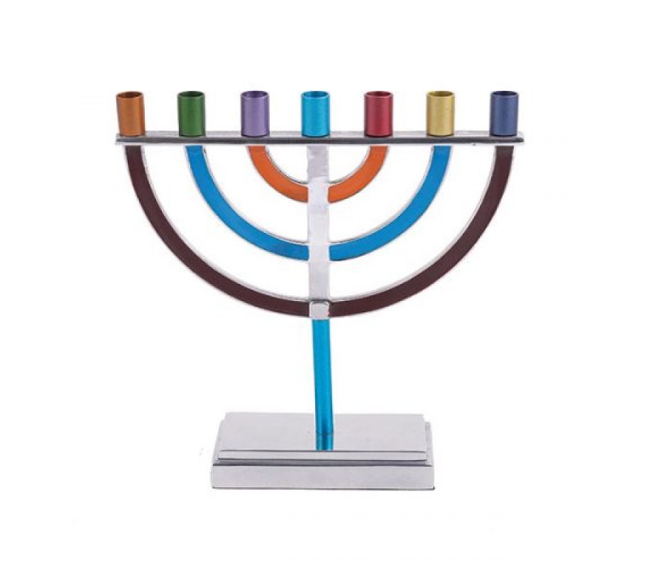 Multicolor Seven Branch Menorah with Classic Design - Yair Emanuel