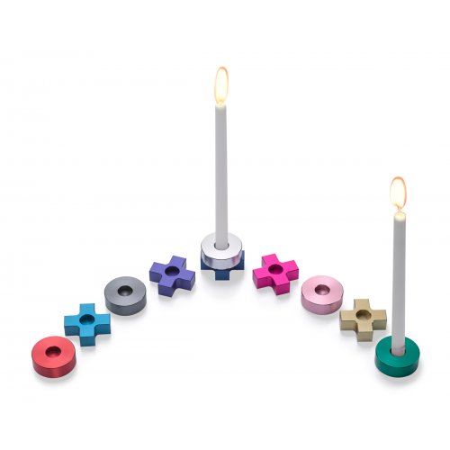 Multicolor Tic Tac Toe Hanukkah Menorah - Laura Cowan