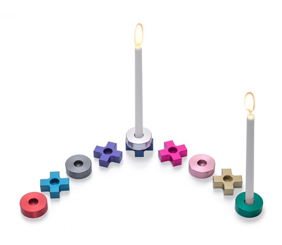 Multicolor Tic Tac Toe Hanukkah Menorah - Laura Cowan