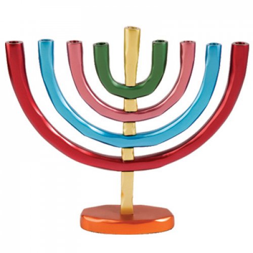 Multicolored Anodized Aluminum Classic Arch Hanukkah Menorah - Yair Emanuel