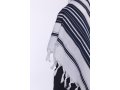 Mussaf Non Slip Wool Tallit with Navy Stripes