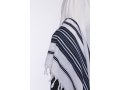 Mussaf Non Slip Wool Tallit with Navy Stripes