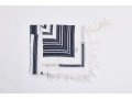 Mussaf Non Slip Wool Tallit with Navy Stripes