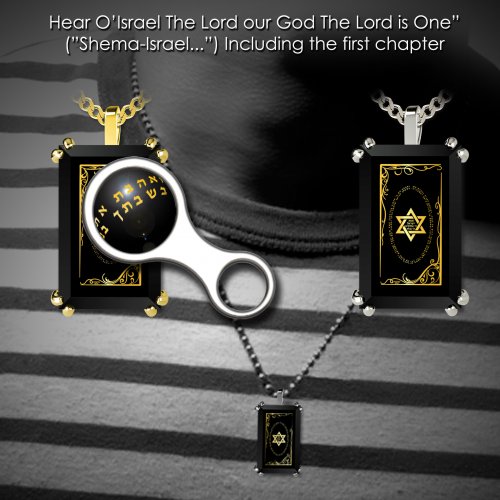 Nano Mens Gold Plated Pendant with Star of David and Shema