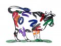 Nava Cow Free Standing Double Sided Steel Sculpture - David Gerstein