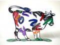 Nava Cow Free Standing Double Sided Steel Sculpture - David Gerstein