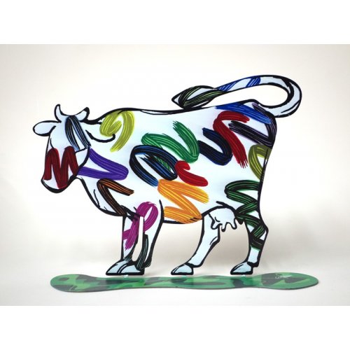 Nava Cow Free Standing Double Sided Steel Sculpture - David Gerstein