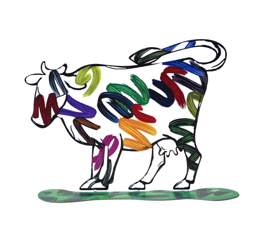 Nava Cow Free Standing Double Sided Steel Sculpture - David Gerstein