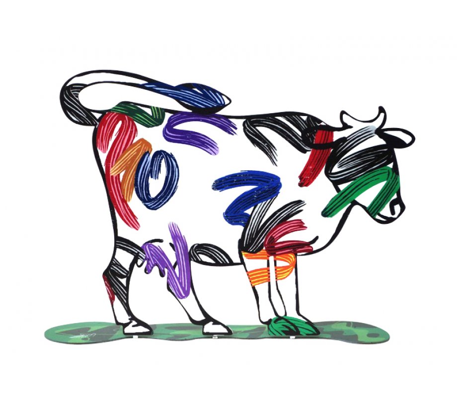 Nava Cow Free Standing Double Sided Steel Sculpture - David Gerstein