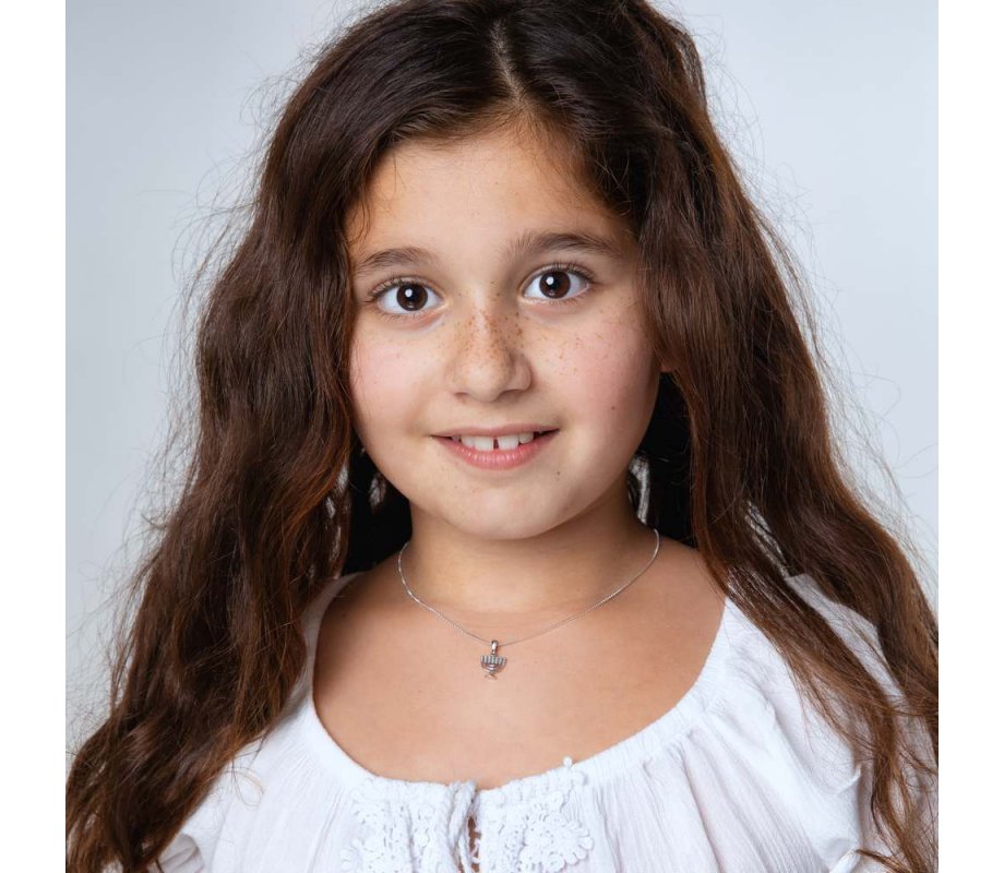 Necklace of Sterling Silver with 7-Branch Temple Menorah Image as Pendant