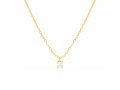 Necklace with Green and White Zircons Pendant  Choose Plated Yellow or Rose Gold