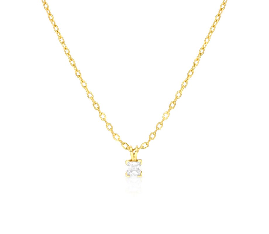 Necklace with Green and White Zircons Pendant – Choose Plated Yellow or Rose Gold