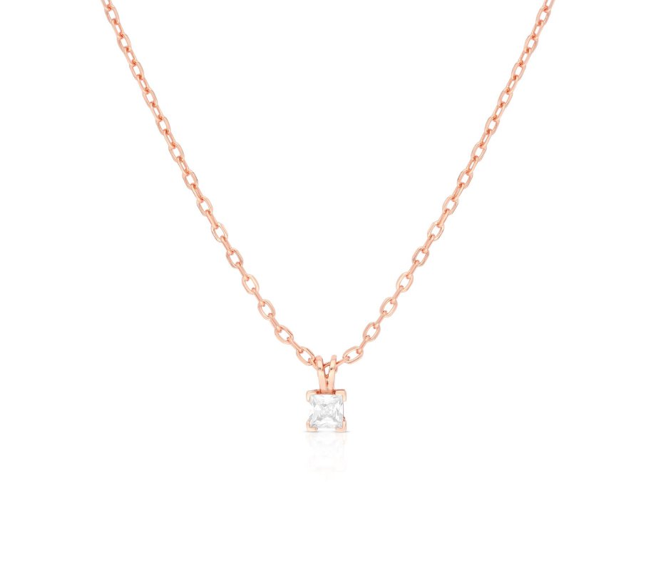 Necklace with Green and White Zircons Pendant – Choose Plated Yellow or Rose Gold