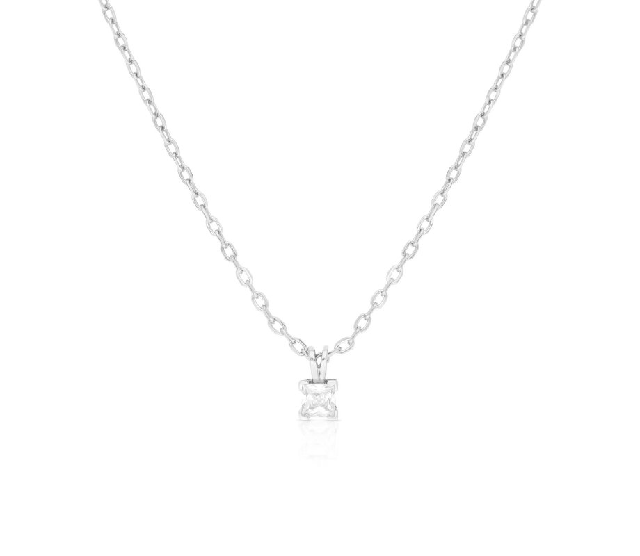 Necklace with Green and White Zircons Pendant – Choose Plated Yellow or Rose Gold