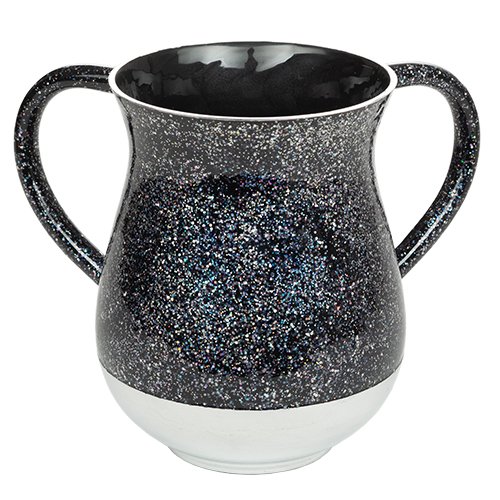 Netilat Yadayim Wash Cup  Speckled Black and White Design