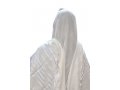 Non Slip Acrylic Prayer Shawl, Textured Checkerboard Weave  Silver and White Stripes