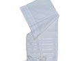 Non Slip Acrylic Prayer Shawl, Textured Checkerboard Weave  White on White Stripes