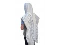 Non Slip Lightweight Acrylic Tallit Prayer Shawl with Silver and Light Blue Stripes