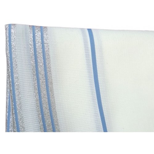 Non Slip Lightweight Acrylic Tallit Prayer Shawl with Silver and Light Blue Stripes