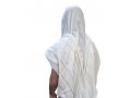 Non-Slip Lightweight Acrylic Tallit Prayer Shawl with Silver and White Stripes - Noam