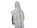Non-Slip Lightweight Acrylic Tallit Prayer Shawl with Silver and White Stripes - Noam
