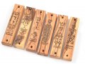 Olive Wood Mezuzah Cases with Judaic Symbols, Set of Six - 5.1 Height