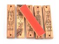 Olive Wood Mezuzah Cases with Judaic Symbols, Set of Six - 5.1 Height